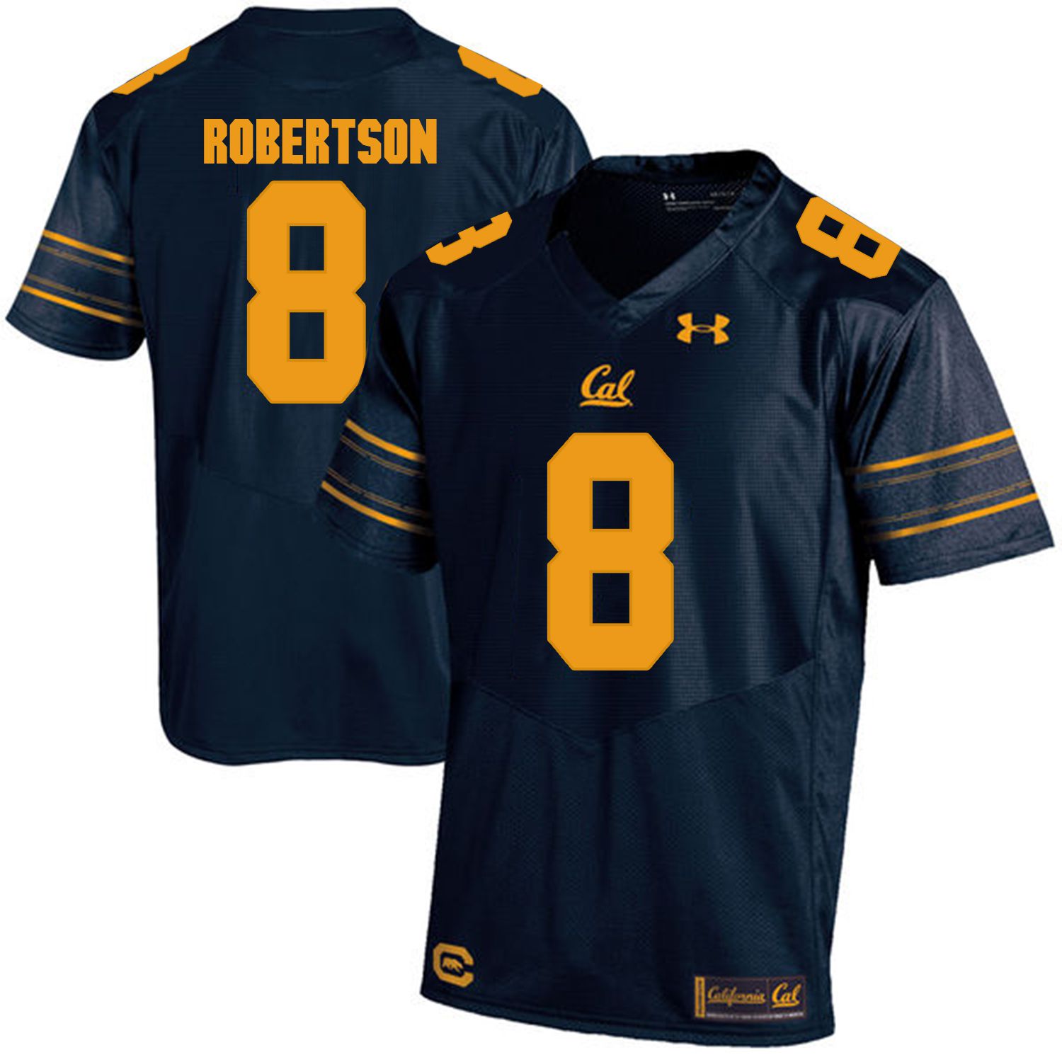 Men California Golden Bears #8 Demetris Robertson Dark blue Customized NCAA Jerseys